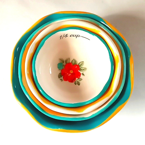 Set Of 4 Floral Ceramic Measuring Cups - Picture 7 of 16